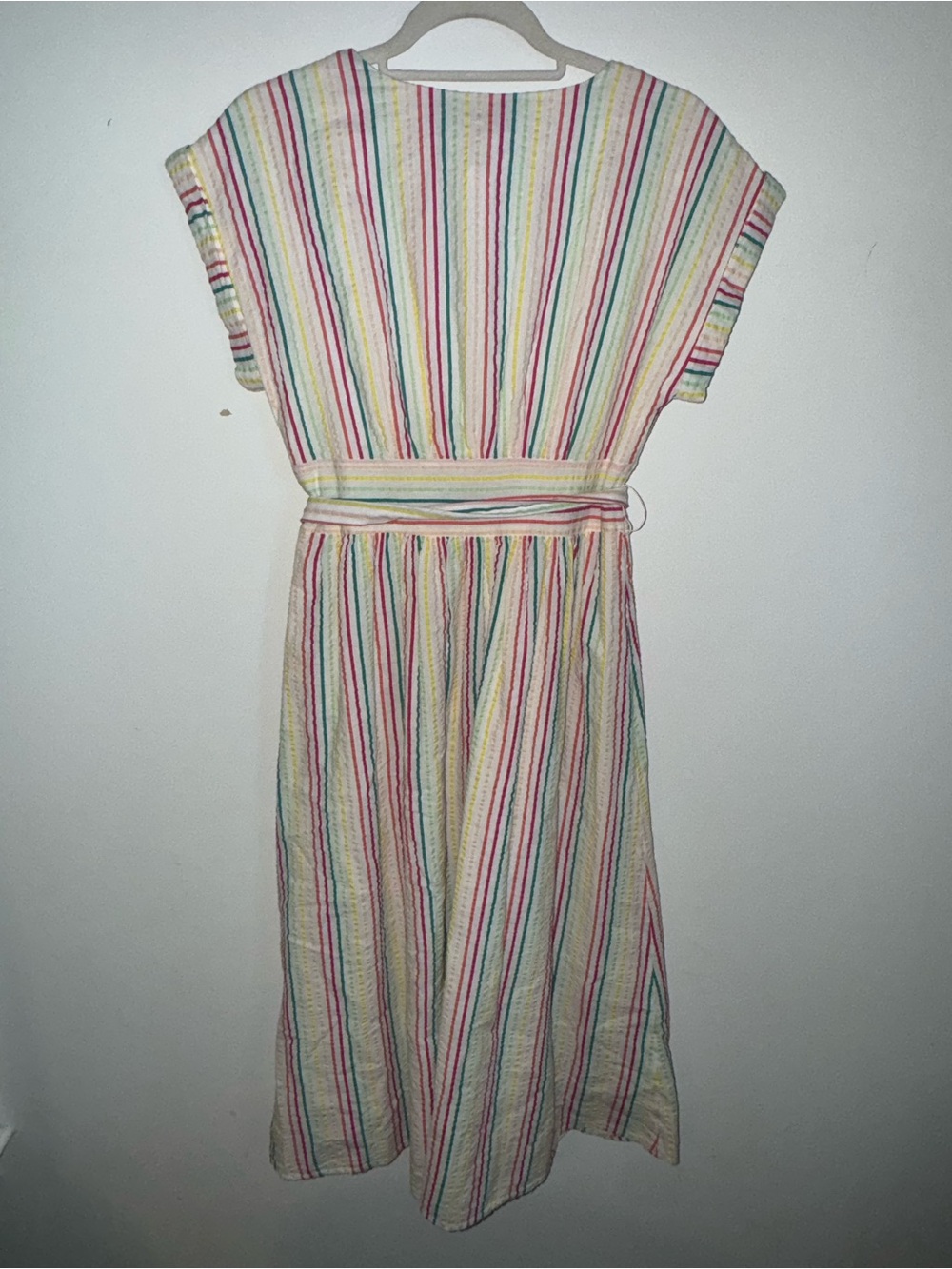 LOFT Multicolor Striped Button-Front Dress with Tie - Picture 6 of 8